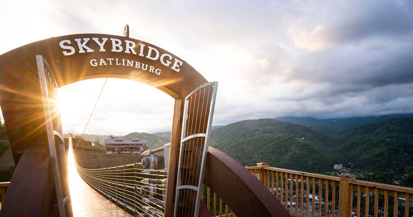 A view of the sunrise through the SkyBridge portal.